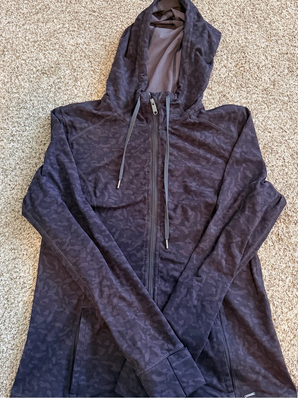 Crazy 8 Black Hooded Zip Jacket with Subtle Camo Texture
